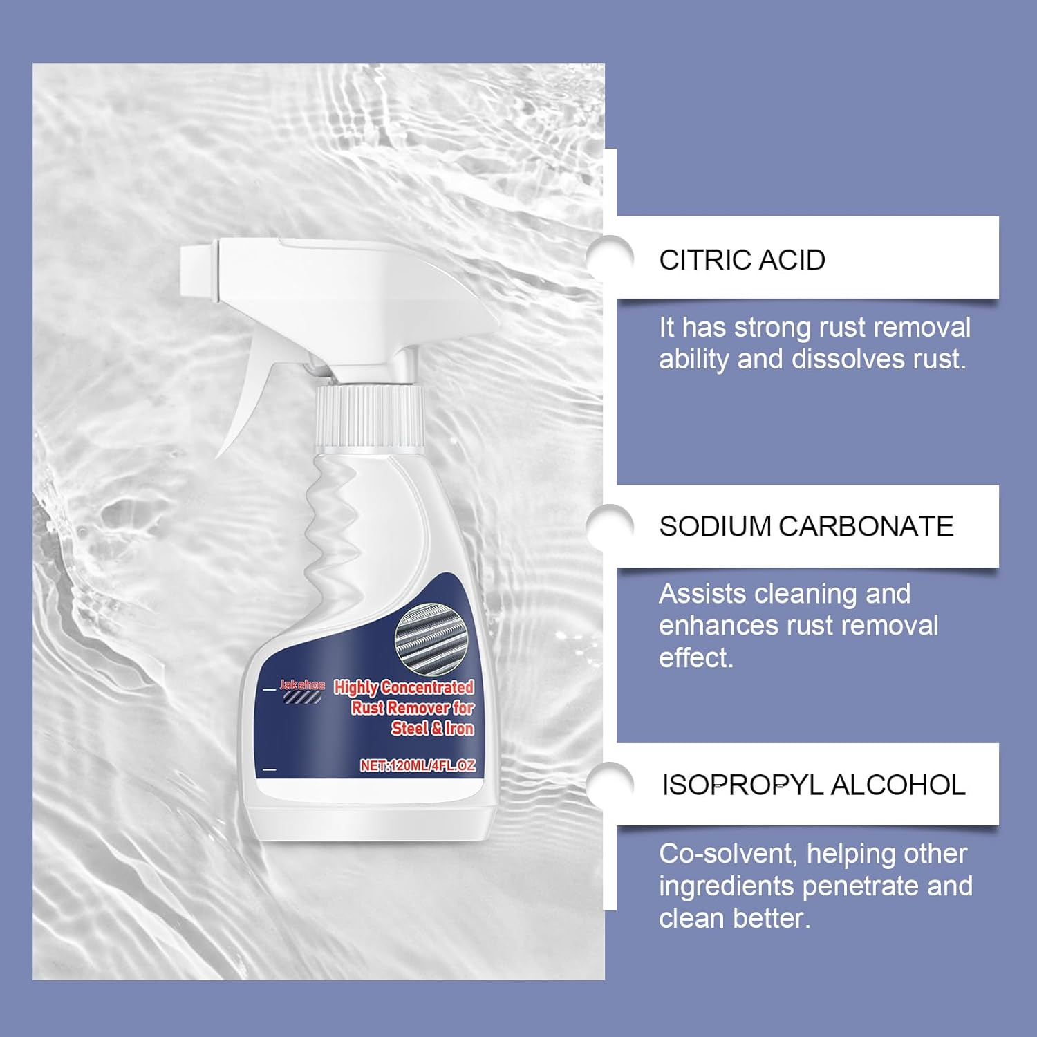 Highly Concentrated Rust Remover for Steel and Iron, Professional Strength Metal Cleaner with Protective Film Technology, 120Ml image number 6