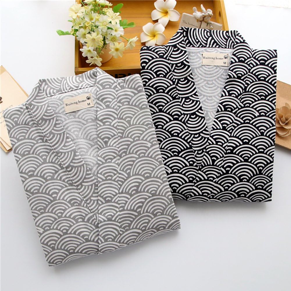 FANCY PUMPKIN Men'S Yukata Robes Kimono Robe Khan Steamed Clothing Pajamas, Navy192, Large