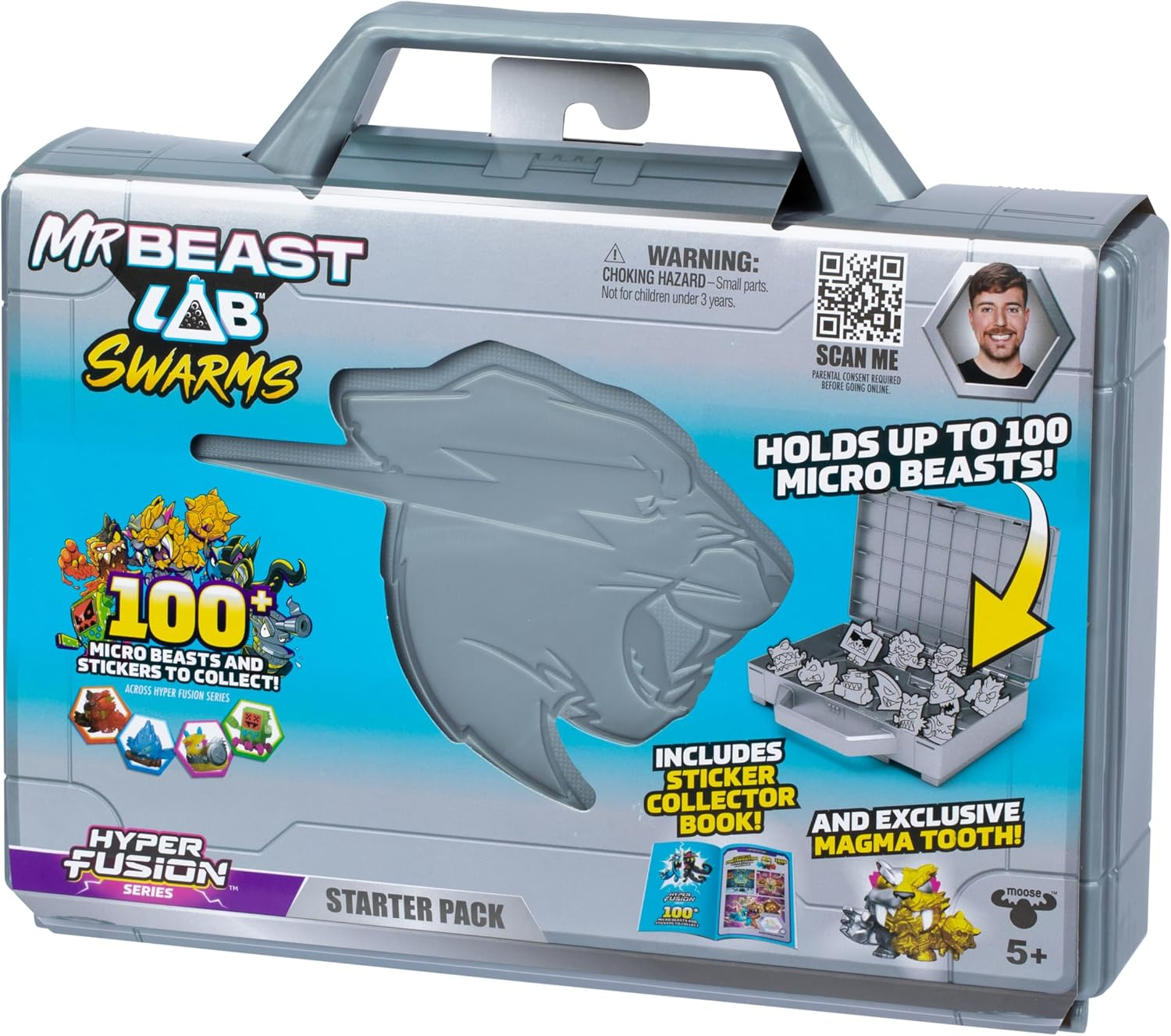 Mrbeast Lab Swarms Hyper Fusion Series, Collect 100+ Swarms, the Starter Pack Carry Case Holds up to 100 Micro Beasts, Includes Exclusive Magma Tooth Swarm, Sticker Collector Book, & 1 Sticker image number 2