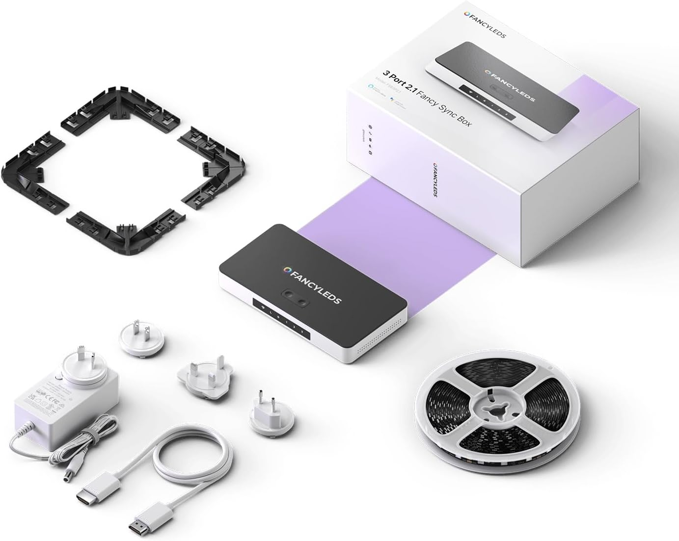 New RGBW 3 HDMI 2.1 Fancy Sync Box Syncing Device with 3 HDMI Ports, 4K 120Hz, HDR (For 70" to 95" Tvs) image number 4