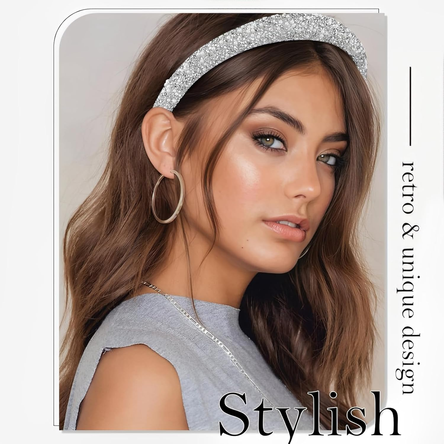 Jga Accessories Women, Bride to Be Headband with Rhinestones, Heart Sunglasses, Set of 2 in Silver and Porcelain White, Perfect for Bride Party and Stag Night image number 6