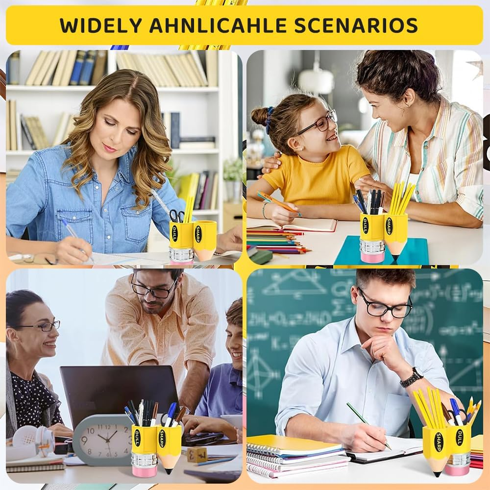 Ranqisys Pencil-Shaped Dispenser and Storage Organizer, Sharp & Dull Pencil Holder for Classroom &ndash; Creative Stationery Holder for Teachers, Students, and Office Desk Organization (Yellow) image number 4
