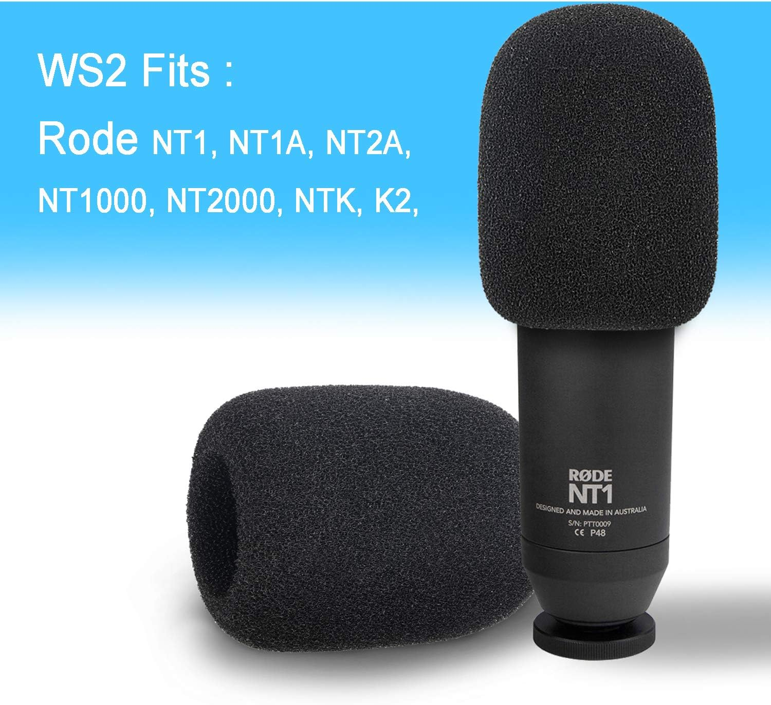 YOUSHARES NT1-A Microphone Pop Filter - Mic Foam Windscreen Cover for Rode NT1-A, NT2-A, NTK, K2 Rode Podcaster image number 1