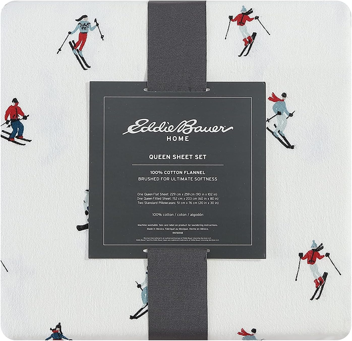 Eddie Bauer - King Sheet Set, Warm Breathable Cotton Flannel Bedding with Deep Pockets, Brushed for Extra Softness, Cozy Home Decor, Oeko-Tex Certified (Ski Slope, King) image number 1