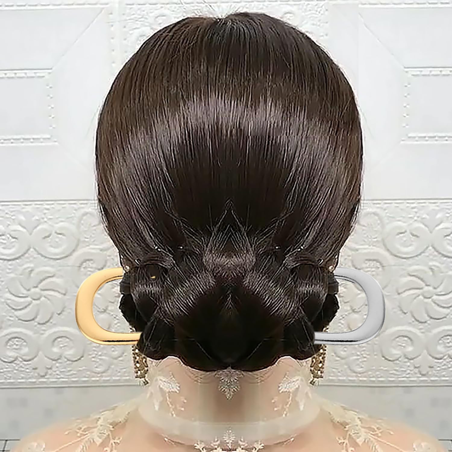 Icovalescent Pack of 3 French Hair Pin, French Twist Hair Pin, U Shaped Hair Pins Hair Sticks Hair Forks for All Hair Types of Women and Girls Styling Hair Accessories (Gold, Black and Silver) image number 2