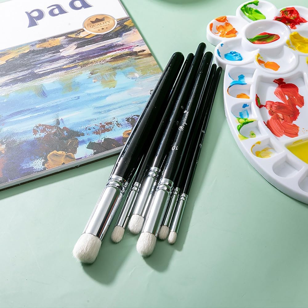 Professional Dry Brush Miniature Painting Set,6 Sizes High-Quality Goat Hair Brushes for Tabletop,Acrylic, Oil & Watercolor - Perfect for Beginners & Artists image number 1