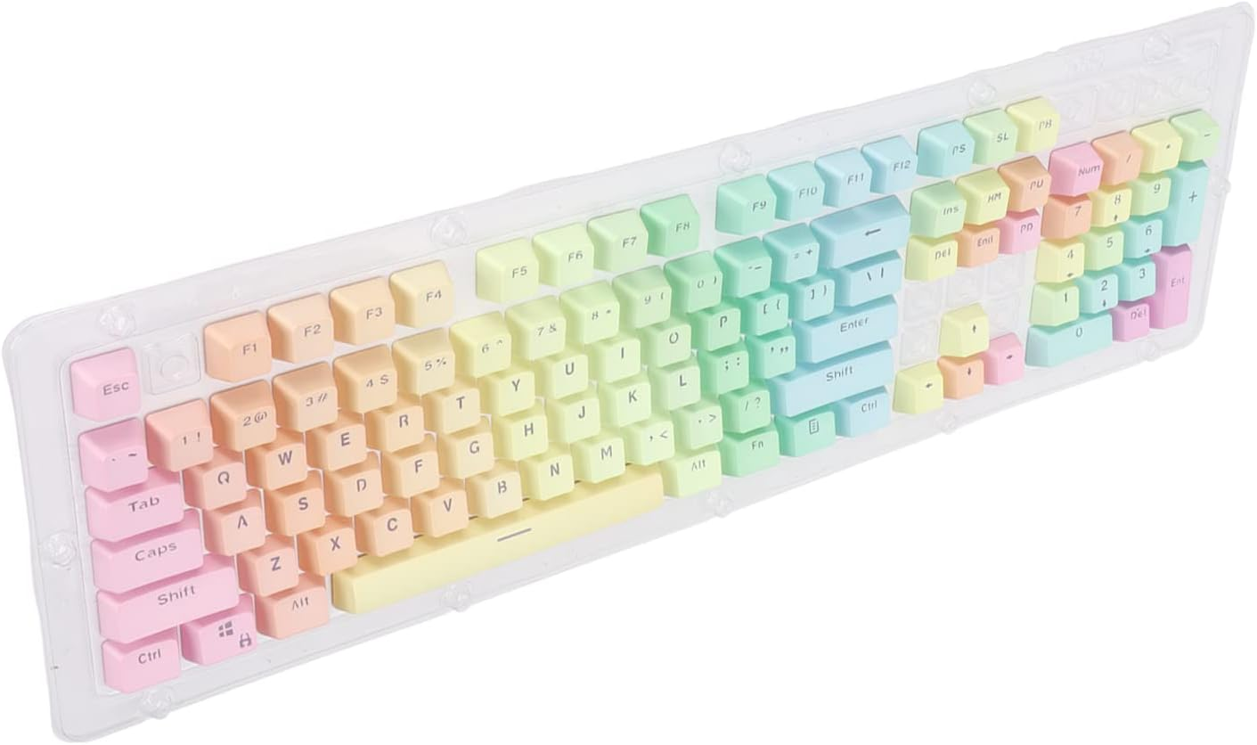PBT Keycap Set, 104PCS Rainbow Double Color Translucent Gradient PBT Keycaps with Oil Coating, for 61/87/104 Keys Mechanical Keyboards, DIY Your Keyboard