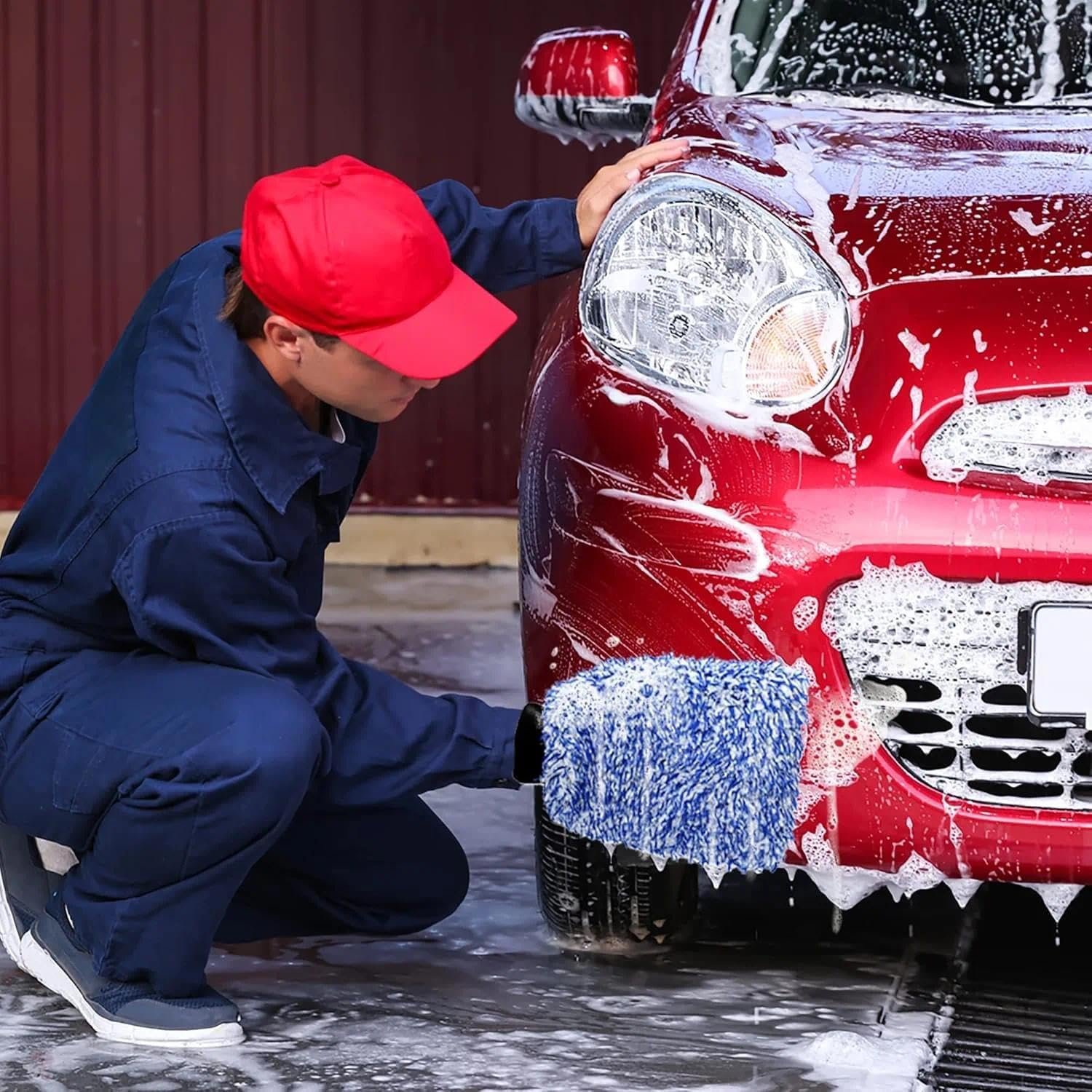 New Car Wash Mitt By, 2 Pack Premium Cyclone Microfiber Washing Gloves, Holds Tons of Sudsy Water for Effective Washing, Machine Washable, Lint Free, Scratch Free
