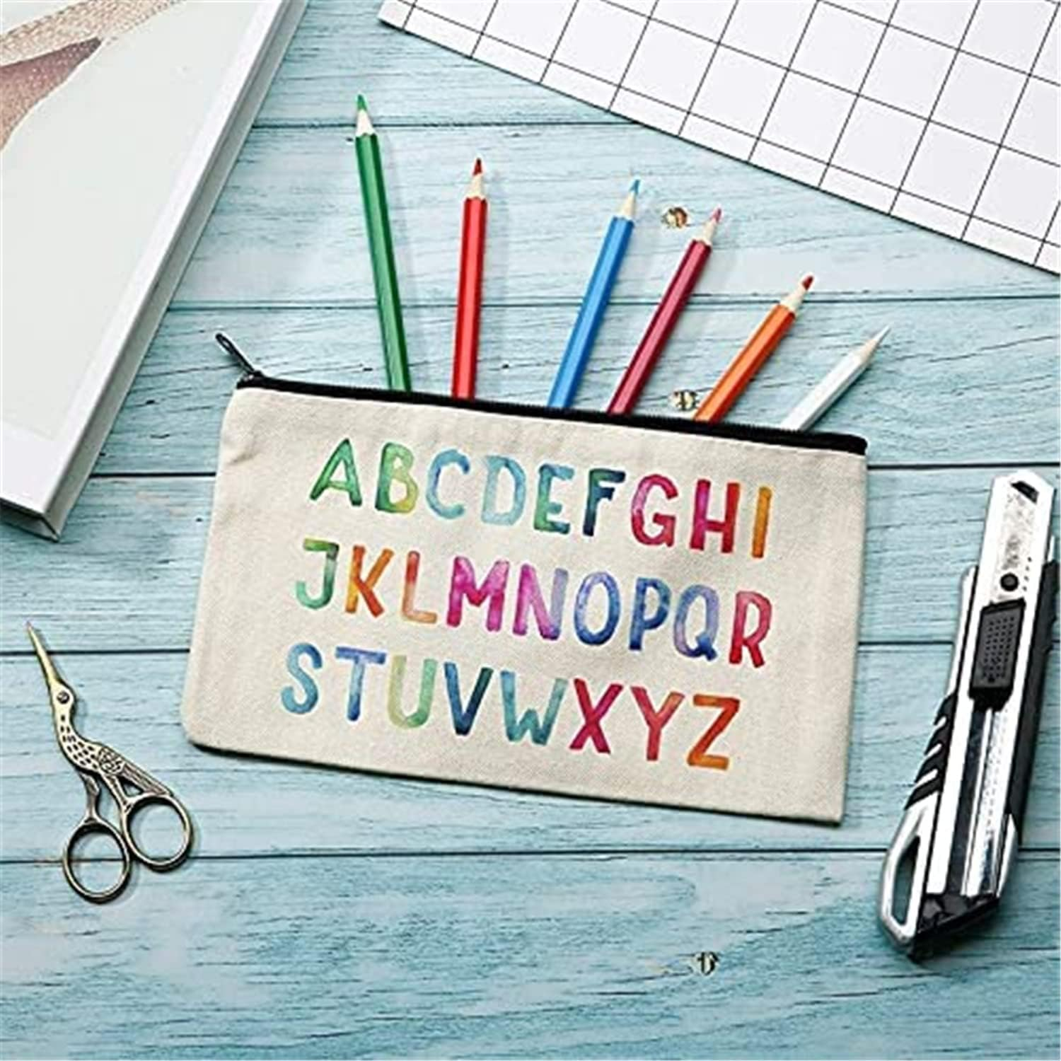 20 Pack Canvas Zipper Pouch Bags DIY Craft Bag Canvas Pencil Case Blank Makeup Bags,Beige Canvas Pencil Pouch Bulk Canvas Cosmetic Bag Multi Purpose Travel Toiletry Bag Canvas Zipper Bags image number 3