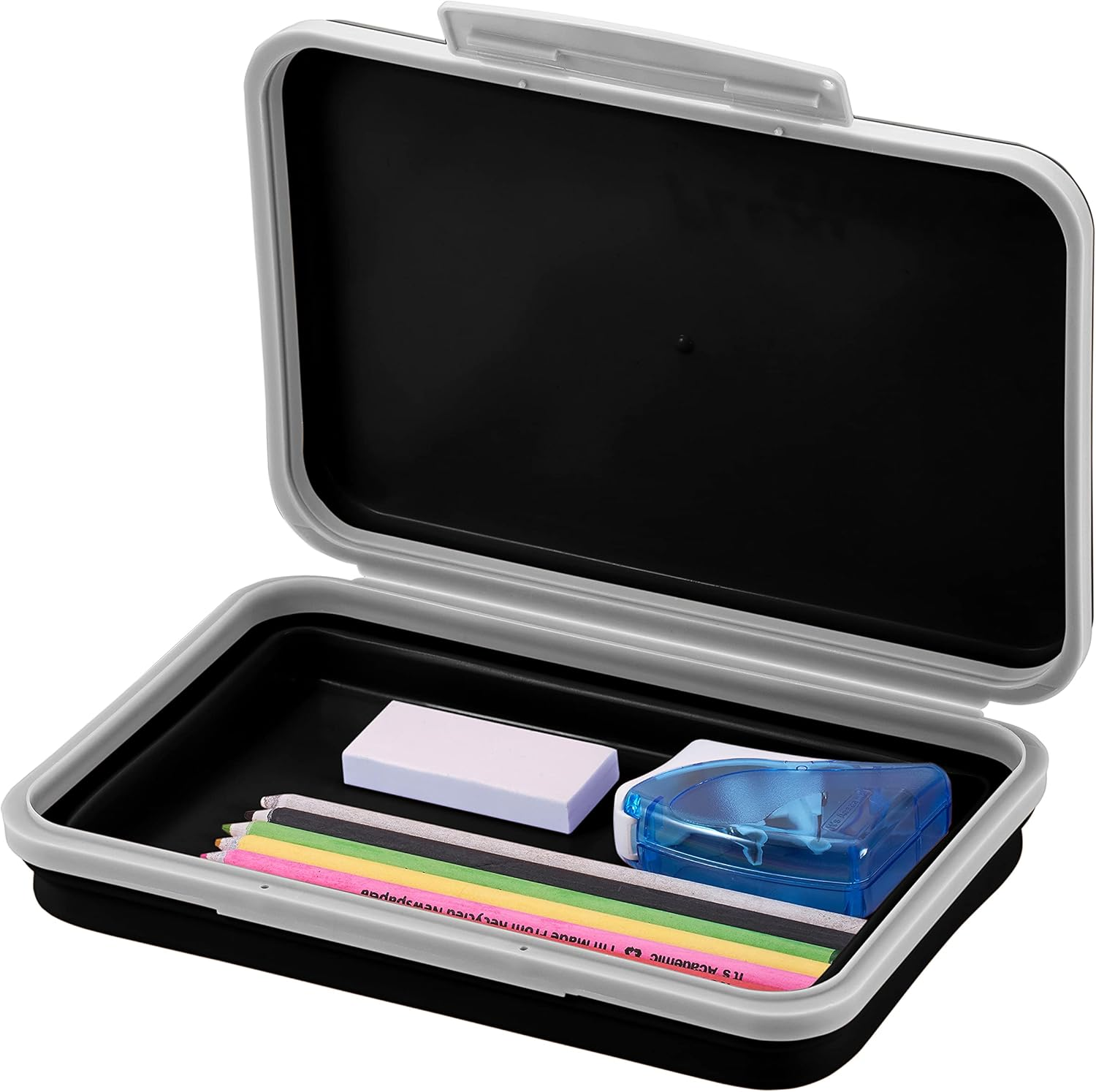 It'S Academic Flexi Storage Box with Lid, Collapsible Pencil Case Design for Craft and School Supplies, Black image number 6