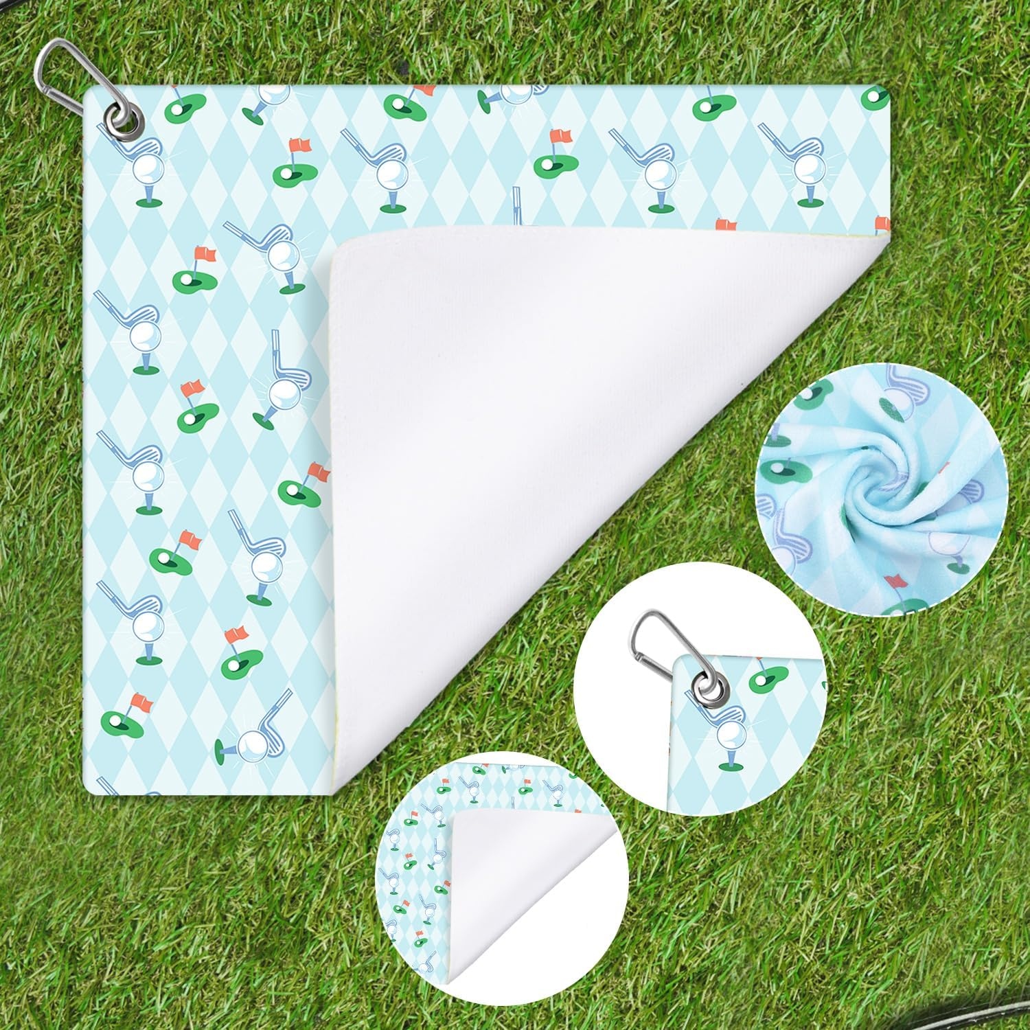 Golf Towel with Clip, Microfiber Golf Towels Golf Rag with Clip Golf Ball Cleaning Towel Golf Cleaning Cloth for Men Women Golf Fan Birthday Gift image number 6