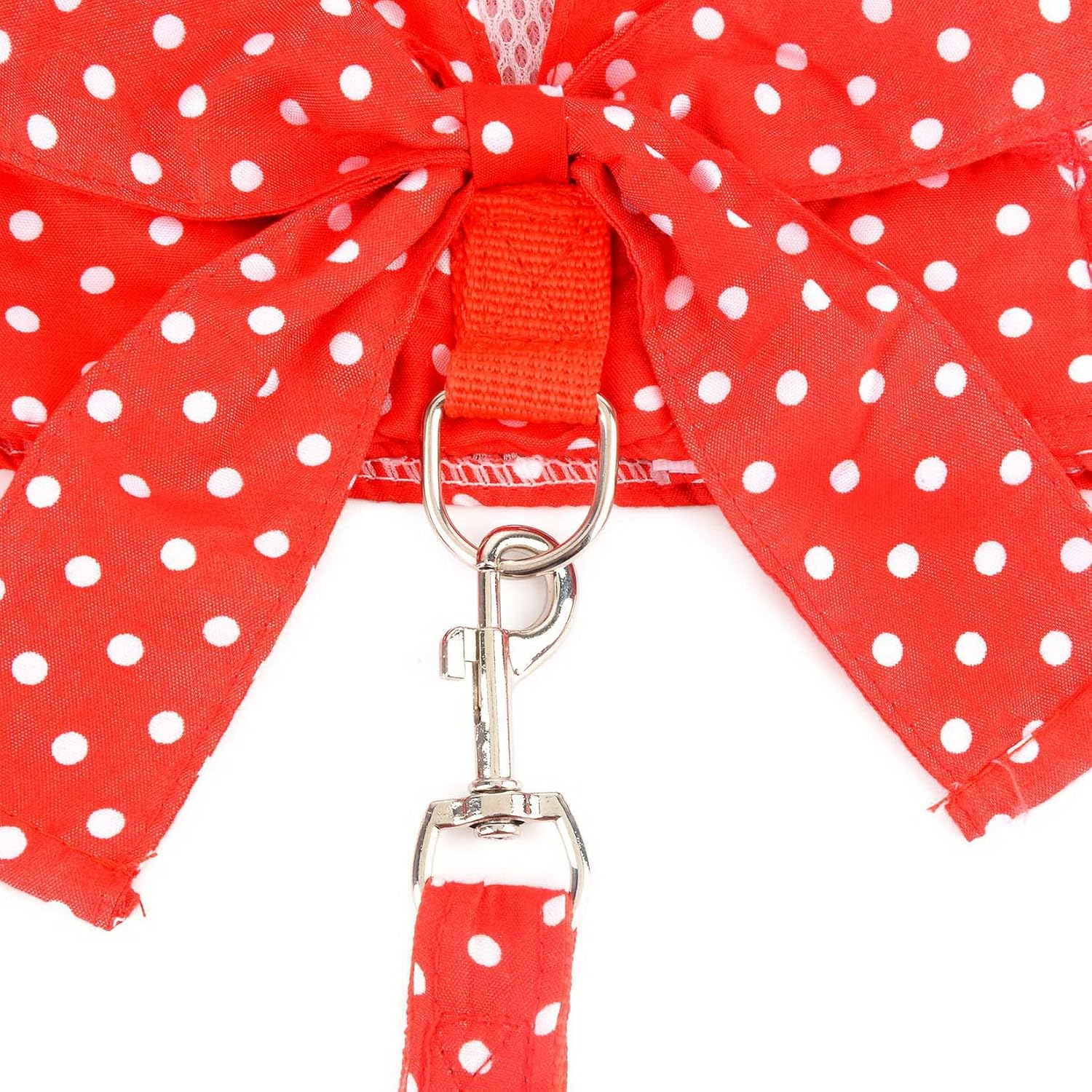 Zunea No Pull Dog Vest Harnesses for Small Dogs Cats Polka Dots Puppy Girls Harness and Lead Set Soft Breathable Mesh Harness Dress with Bowknot Lace Neck Pet Apparel for Chihuahua Yorkie Red XXL image number 6