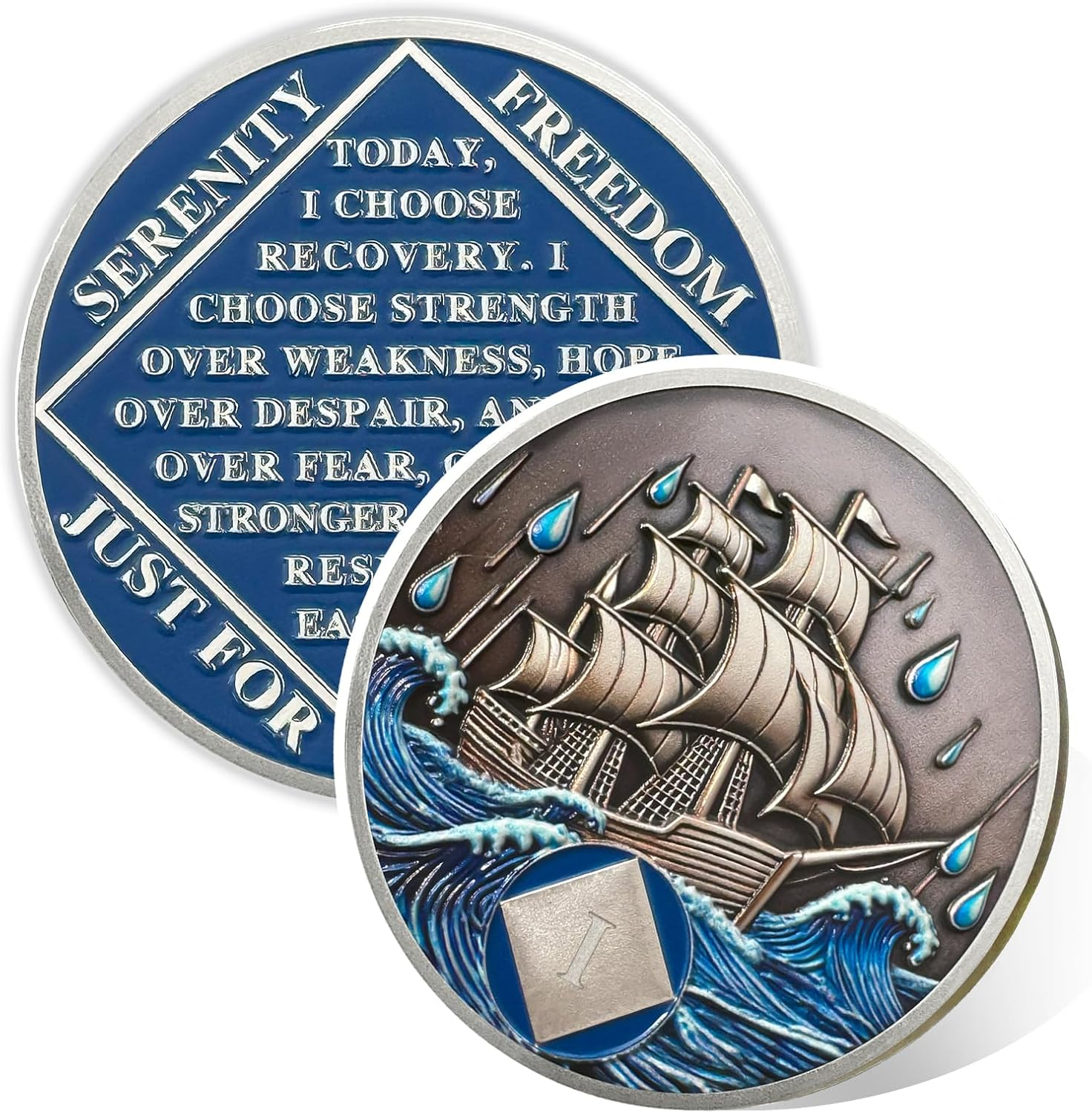 Nautical 2 Year Sober Coin- Affirmation Sober Coin -AA Chips and Medallions &ndash; Addiction Recovery AA Coins &ndash; Narcotics Alcoholics Anonymous Sobriety Gifts for Women Men