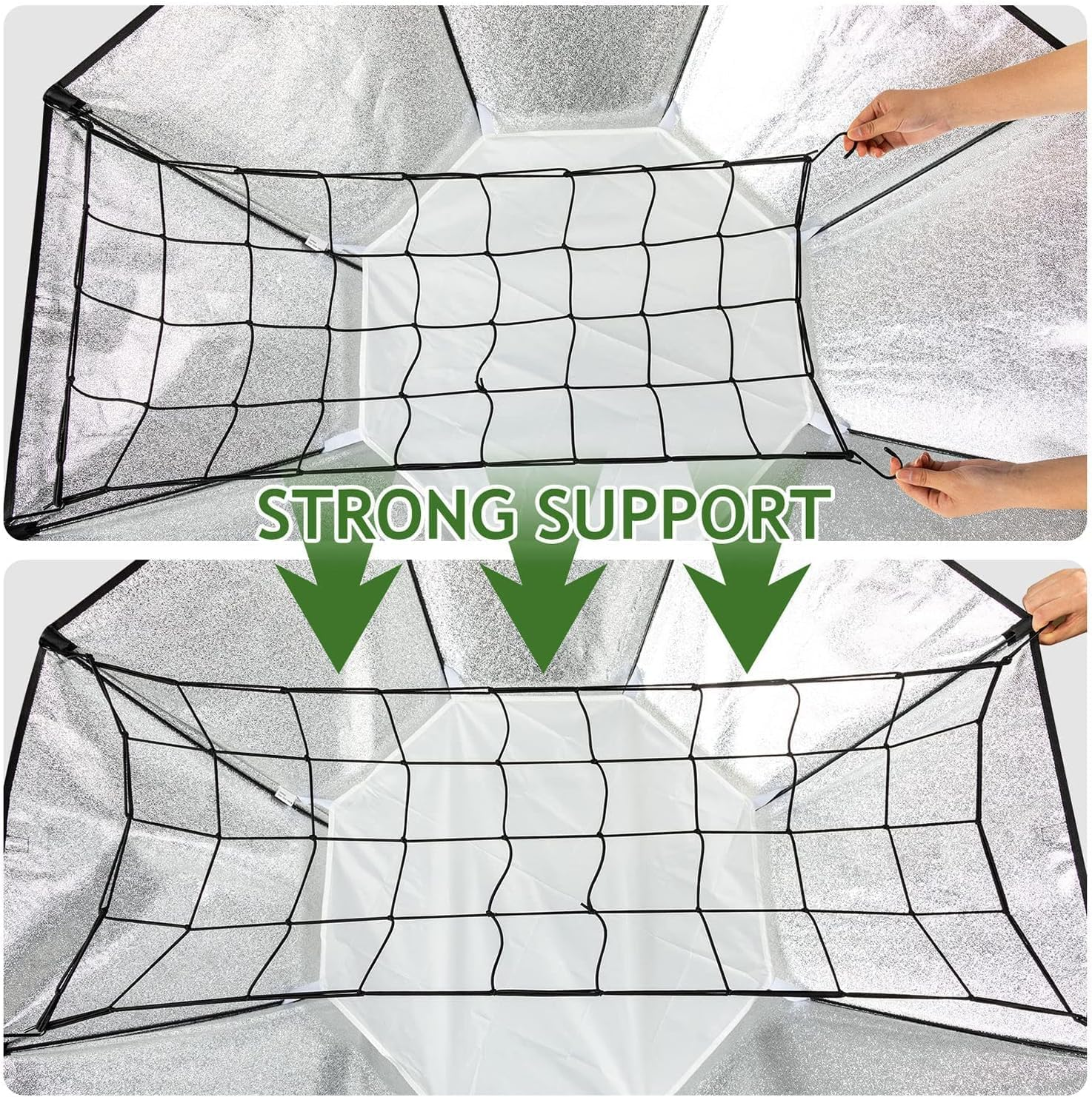 Grow Tent Trellis Netting 2X4', Elastic Netting with Steel Hooks, Flexible Hydroponics Scrog Support for Grow Tents, Gardening, and Horticulture(2 Pack) image number 1