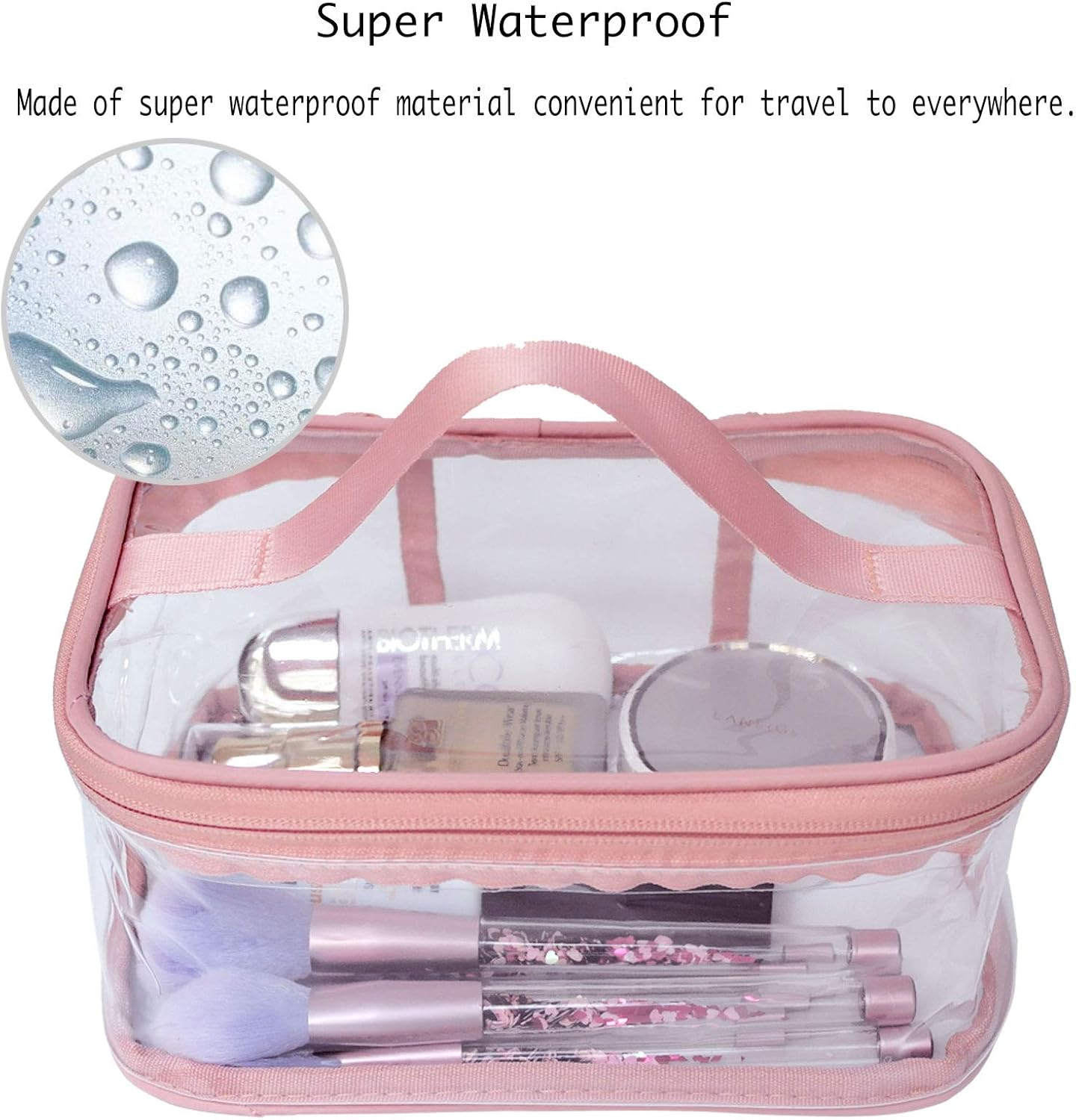 FIYUK Toiletry Bag Makeup Cosmetic Clear Bag Portable Waterproof Transparent Travel Large Storage - Green image number 4