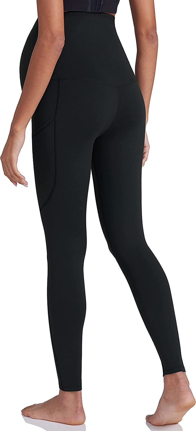 POSHDIVAH Women'S Maternity Workout Leggings over the Belly Pregnancy Yoga Pants with Pockets Soft Activewear Work Pants image number 2