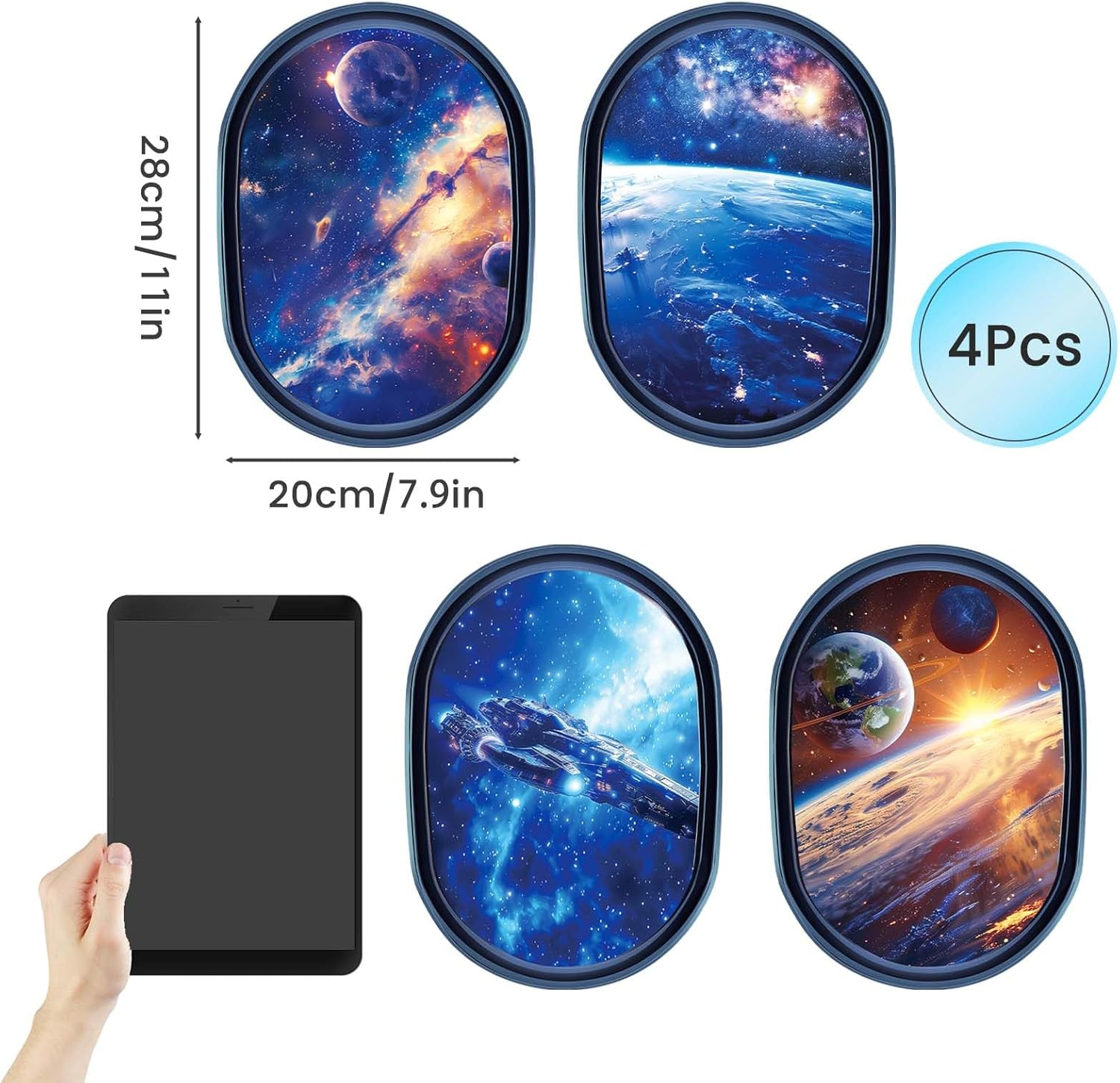 SNAIL GARDEN 4 Pcs Luminous Universe Galaxy Wall Stickers,Glow in the Dark Wall Decals,Self-Adhesion Space Themed Wall Decor,3D Wall Decor for Room,Space Room Decor for Boys(Blue Light) image number 3