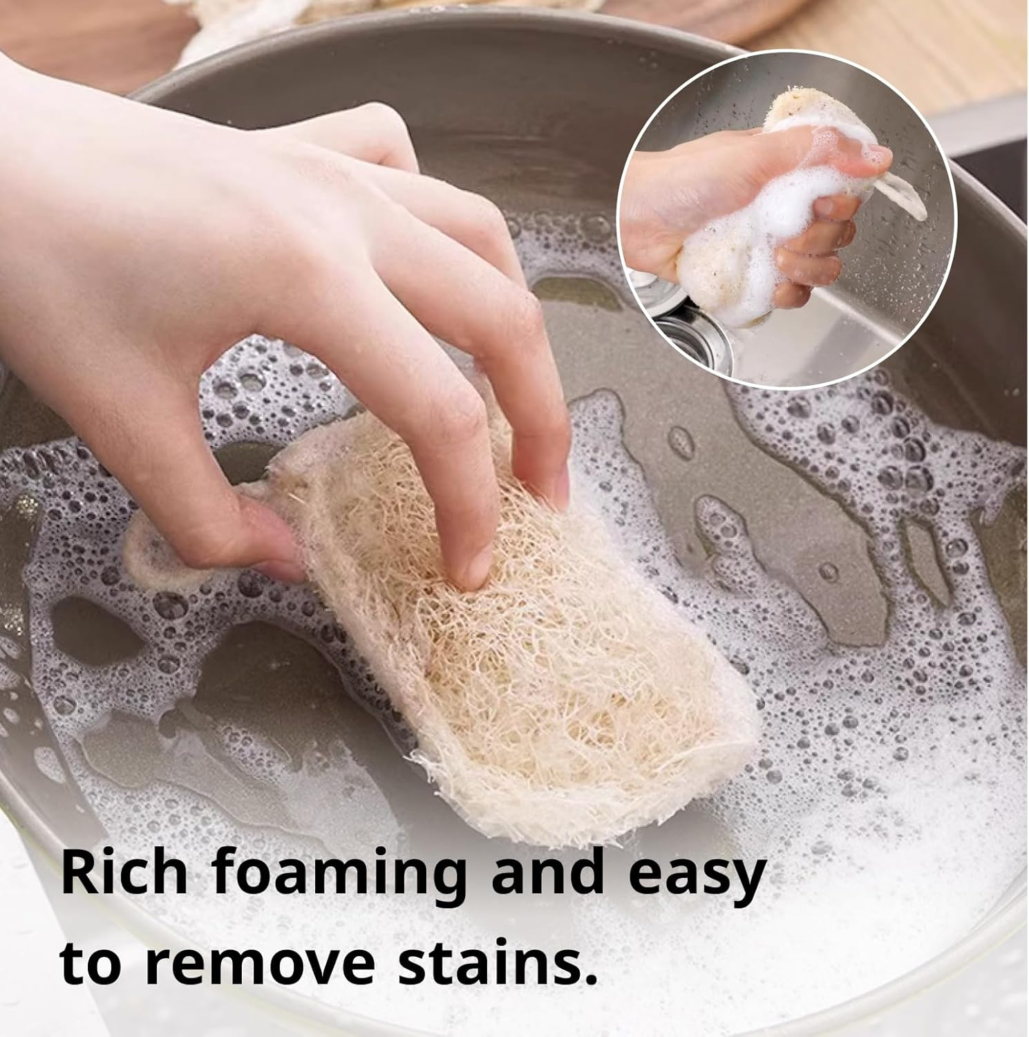 2 PCS Natural Loofah Sponges, Eco-Friendly Exfoliating Shower and Kitchen Cleaning Sponges for Skin Care, Bath Spa, Soft Touch, Multi-Purpose Organic Cleaning for Children and Adults