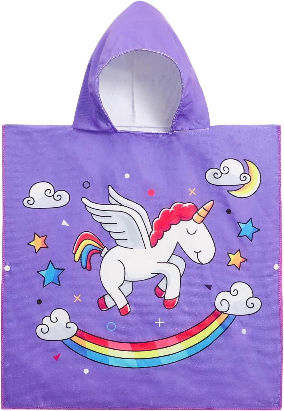 KAKU NANU Hooded Poncho Towels for Kids Beach Swimming Poncho Pink Unicorn Hooded Robe Girl Beach Poncho Pink 2 3 4 5 6 Years image number 2