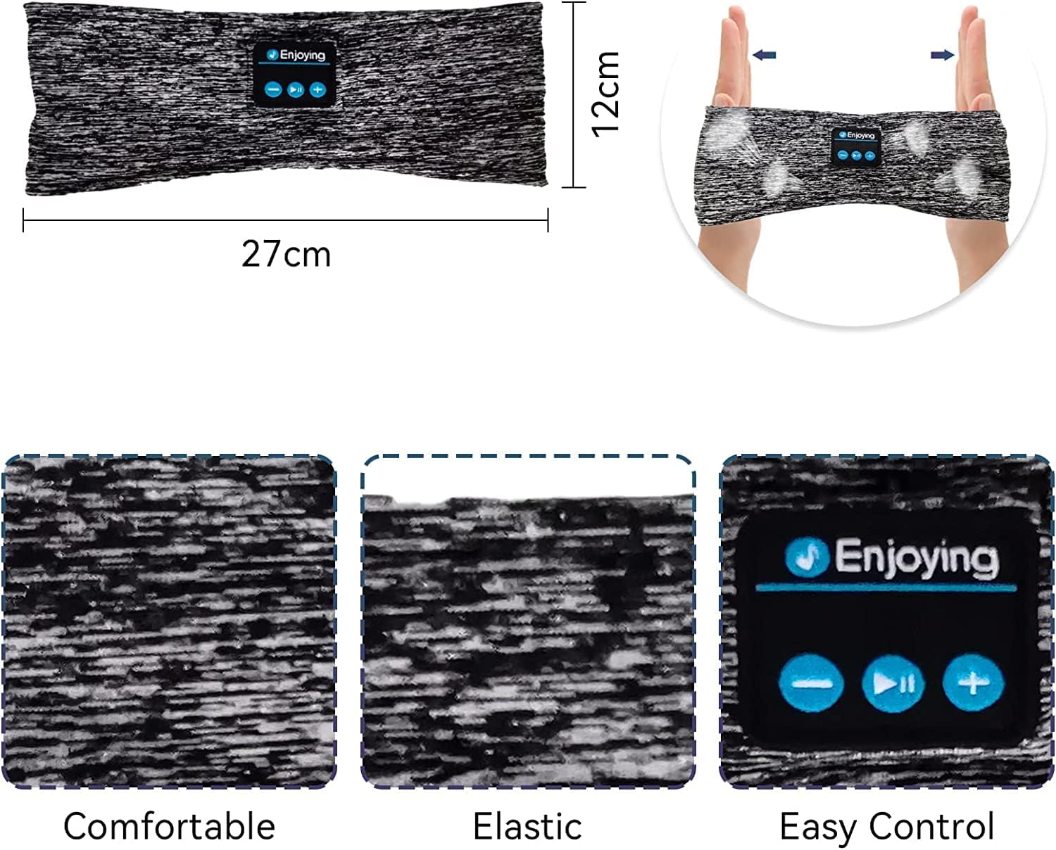 Sleeping Headphones Bluetooth Headband, Wireless Headband Headphones Sports Headband with Ultra-Thin HD Stereo Speakers for Gift, Sleeping, Workout, Jogging, Yoga, Beauty, Insomnia, Travel, Meditation