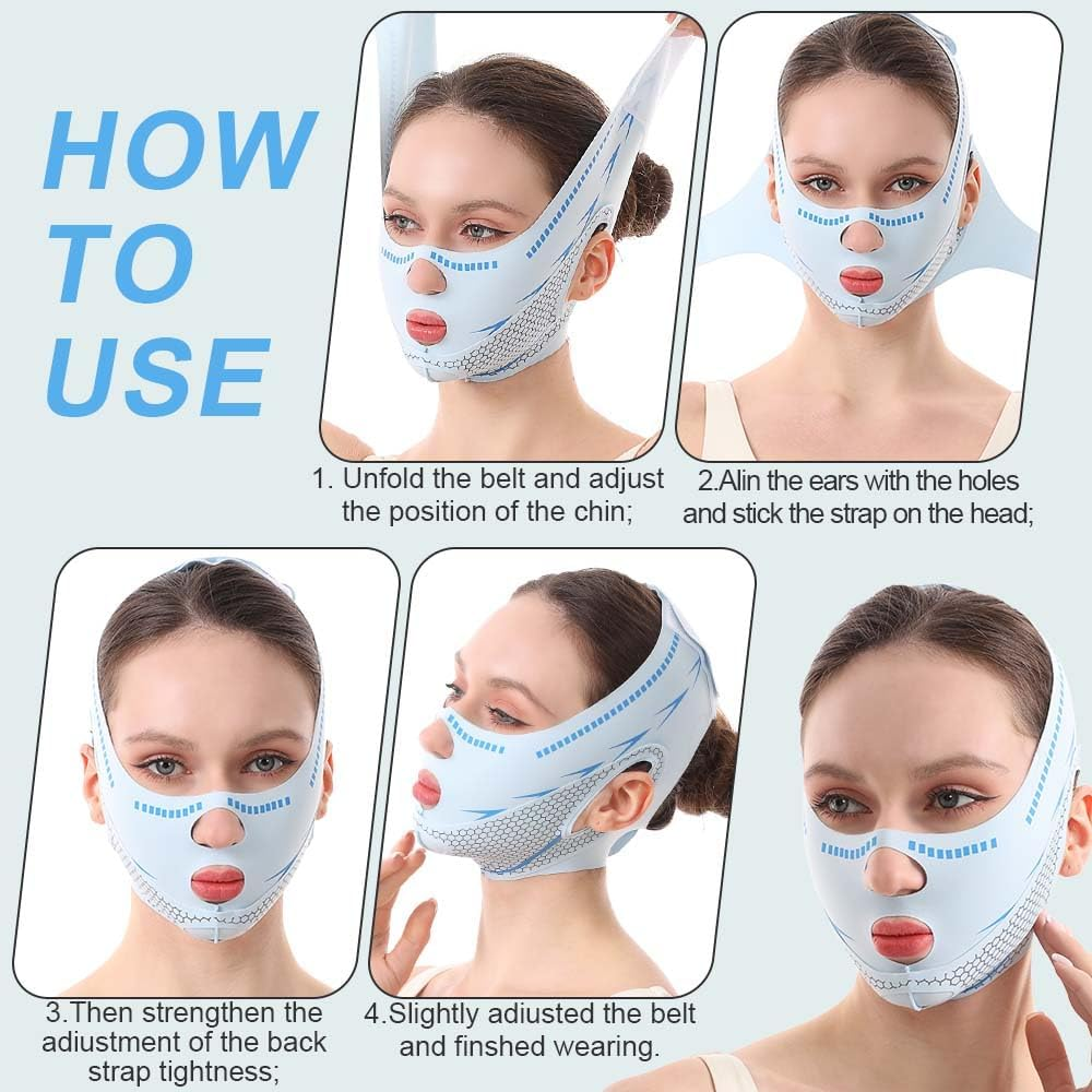 ECOMUSE Face Lift Tape,Chin Strap for Sleeping,V Line Lifting Mask Face Slimming Strap, Facial Lifting Mask,Jaw Strap for Sleeping,Double Chin and Sagging Shape and Tighten Face