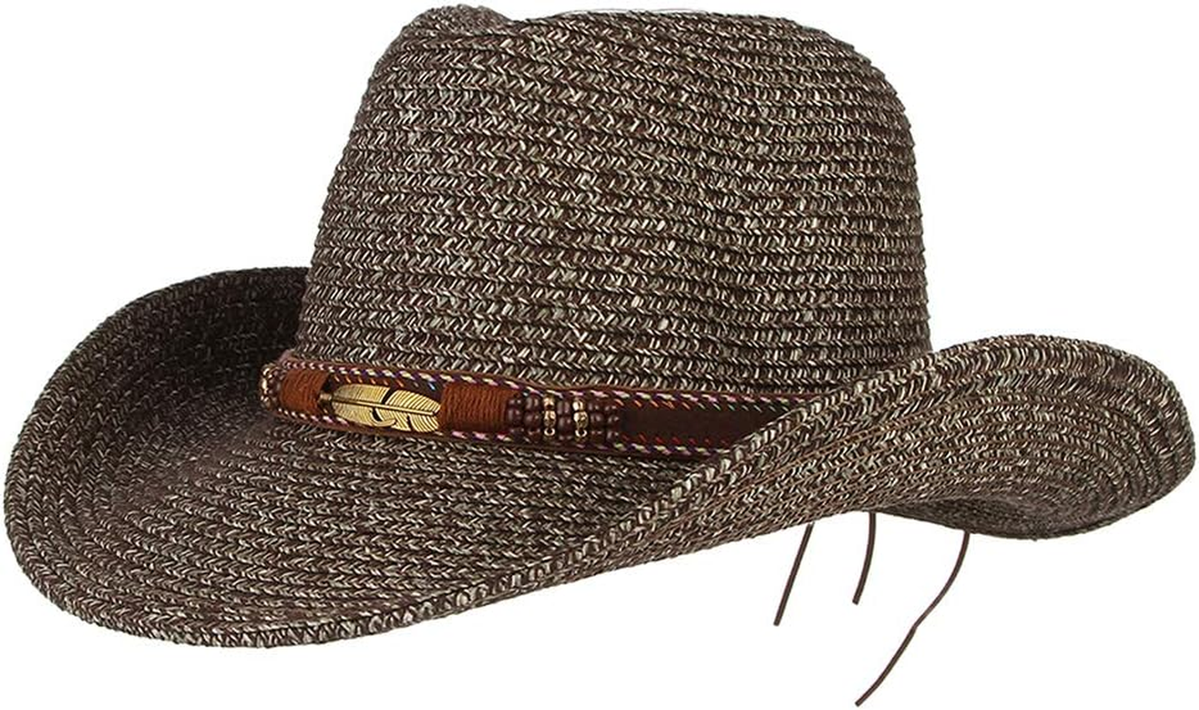 Kowaku Men Women Cowboy Straw Hat Summer Beach Sun Hat Western Festival Costumes