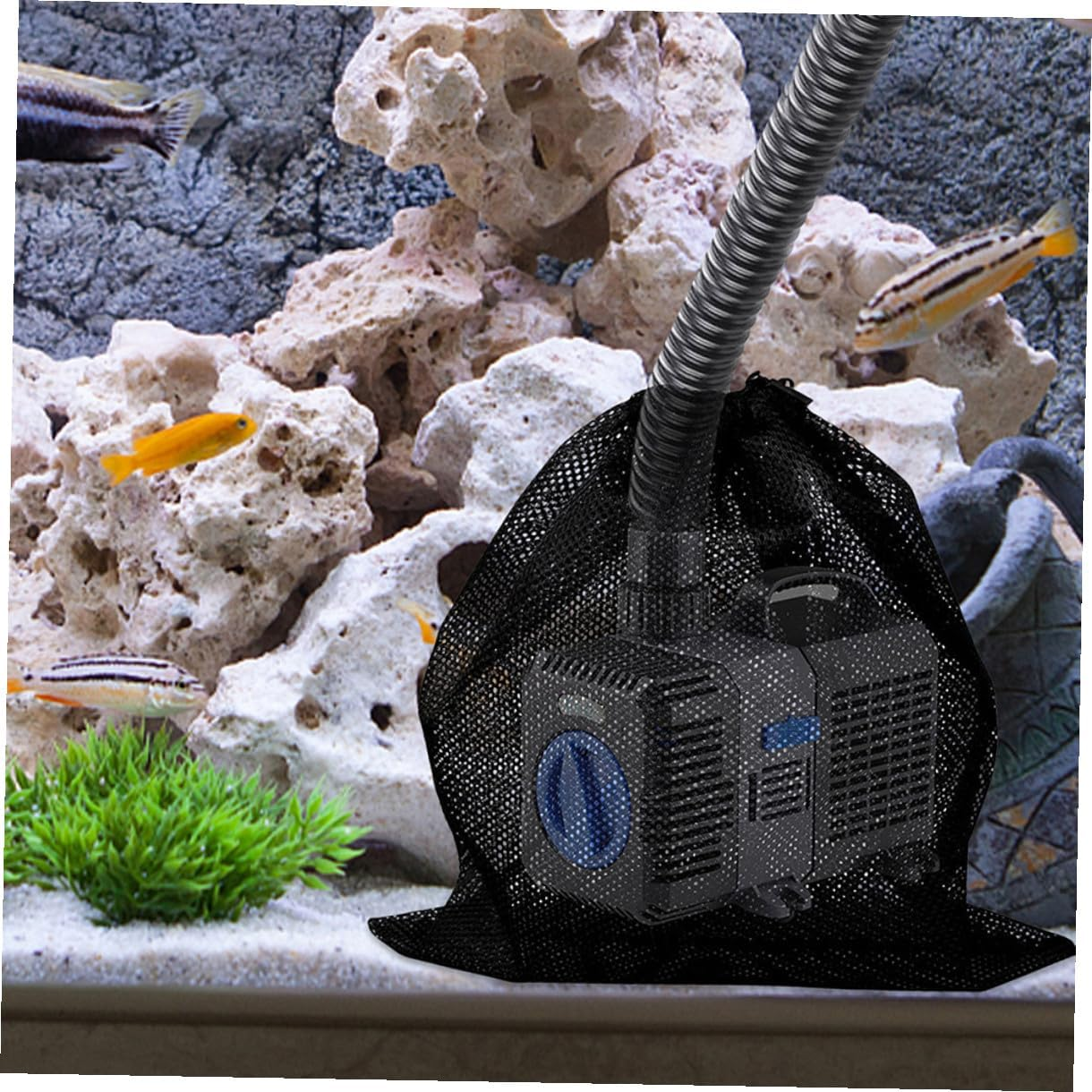 4Pcs Water Pump Barrier Mesh Bags with Drawstring Fine Filter Pouches for Outdoor Aquarium and Pool Pump Filtration Black Mesh image number 2