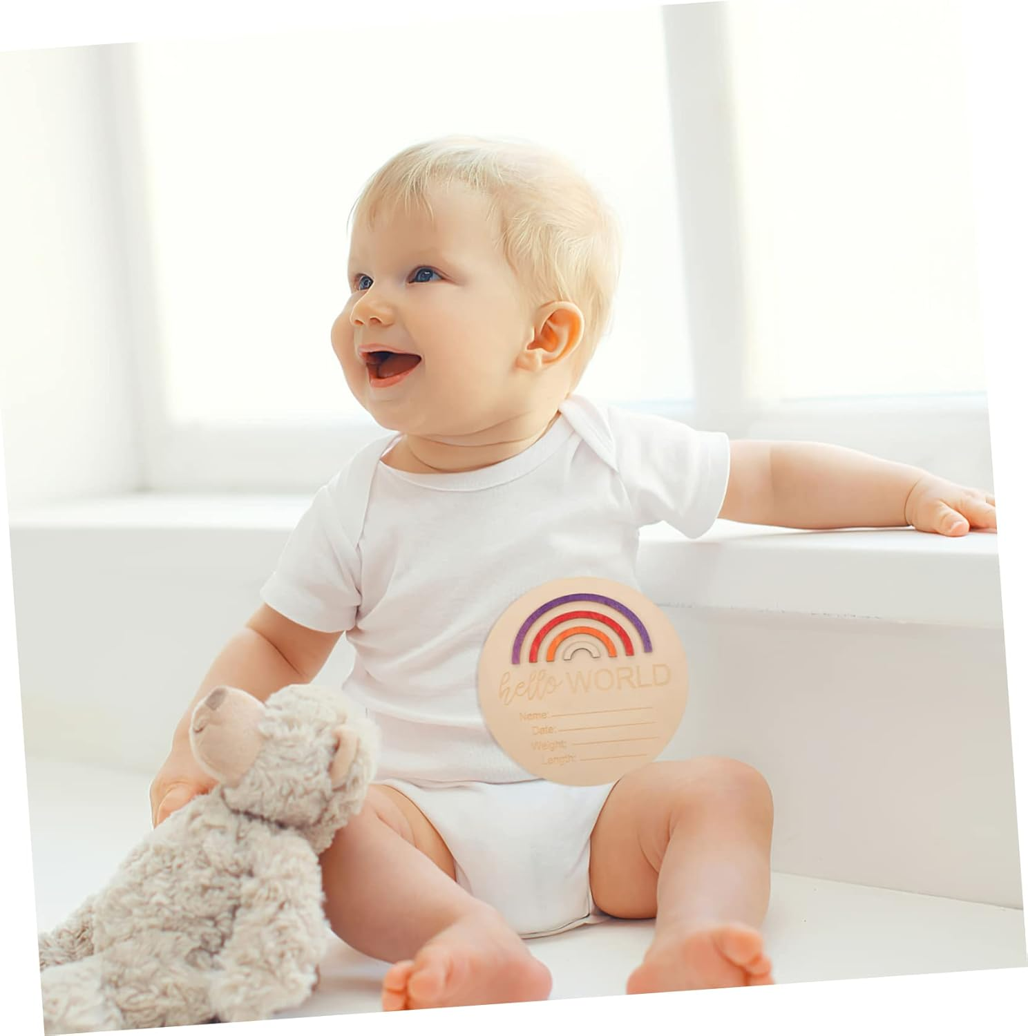 Milestone Sign Wooden Monthly Cards for Newborn Announcement Natural Wood Milestone Discs for Girl Boy Photography Durable Safe Design image number 3