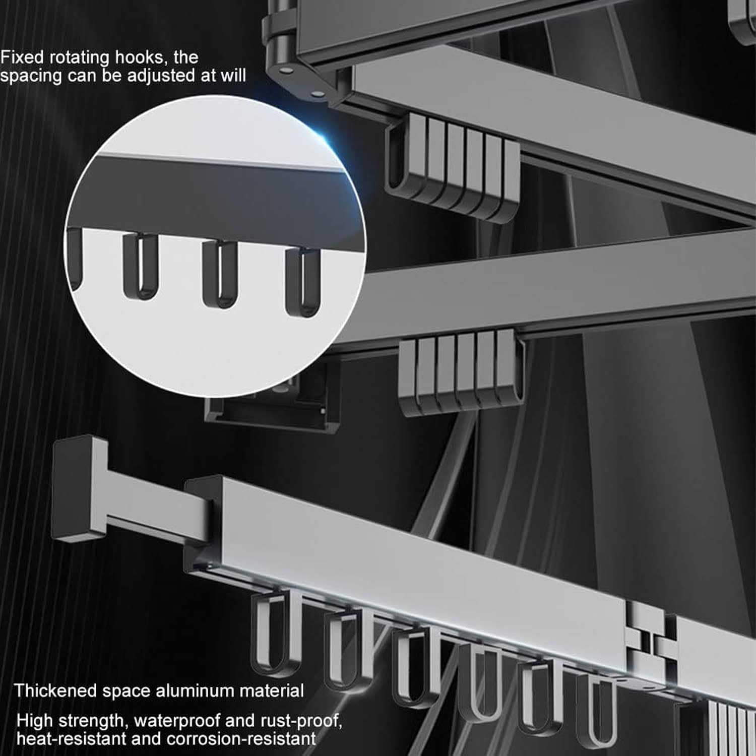 Wall Mounted Drying Rack, Clothes Drying Rack Wall Mount, Collapsible Clothes Rack, Space Saver,Retractable Clothes Hanger Rack,For Balcony,Laundry,Bathroom,Bedroom (Tri-Fold) image number 5