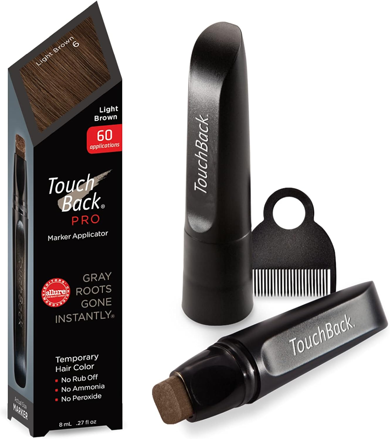 Touchback PRO Gray Root Touch up Marker Applicator - Real Hair Color (Medium Brown)