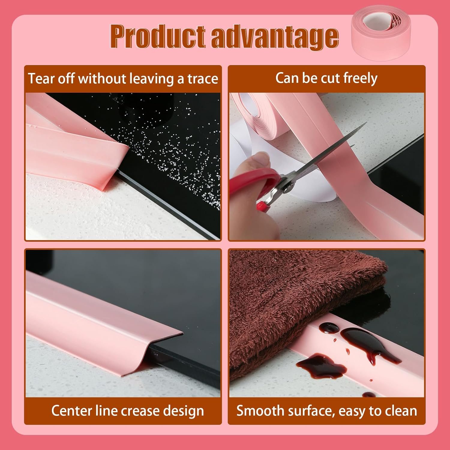 Sgphrzlt 2 Rolls Black Caulk Tape Waterproof Self Adhesive, 3.8Cm X 3.2M Bathroom Caulking Sealant Tape for Bathtub, Peel and Stick Toilet Base Sealer Strip for Floor Trim Shower Kitchen Wall Edge image number 6