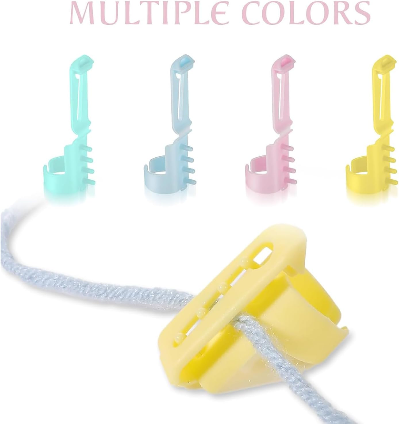 Yharnamite 8 Pcs Yarn Guide Finger Holder Knitting Thimble, Knitting Thimble Tool, Plastic Yarn Guide Separated Yarns Tools for Crochet Knitting Crafts Accessories image number 3