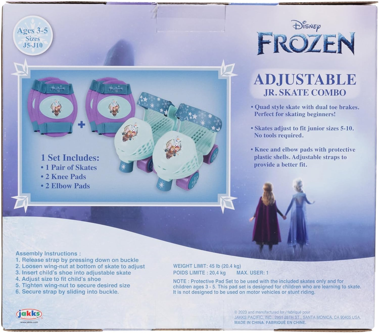 Disney Frozen Junior Skates Includes Knee and Elbow Pads, Size Adjustable Design for Growing Feet image number 3