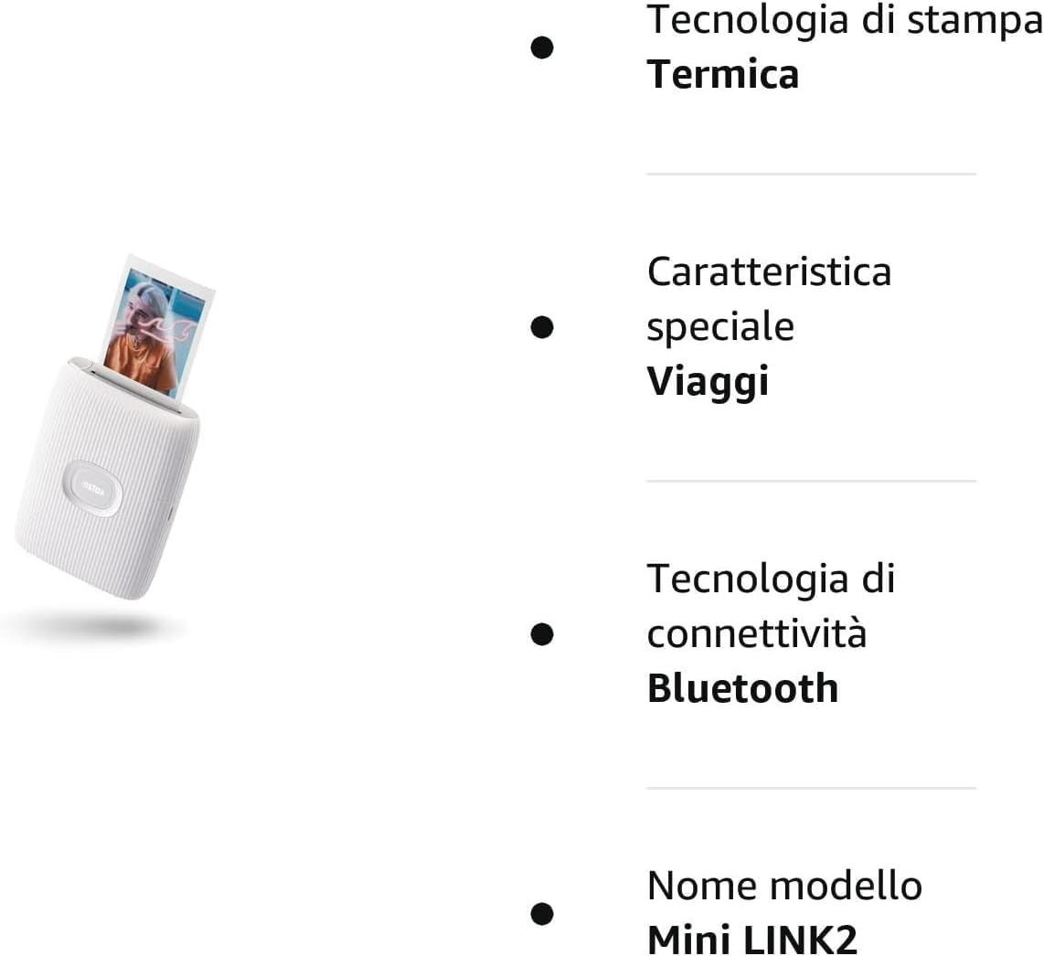 Instax Fujifilm Mini Link 2 Instant Printer (Clay White) - White image number 5