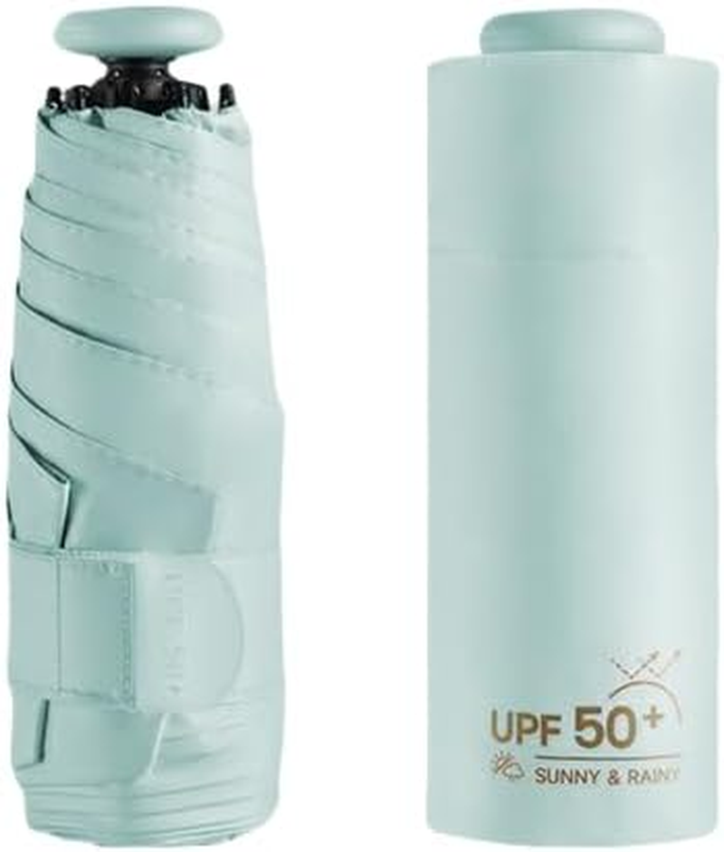 Mini Sun Travel UV Umbrella anti UPF 50 Protection 99.9% Micro Handle Coating Layer Fabric Compact/Lightweight Small Portable Backpack/Folding Purse Pocket Umbrella Rain/Blocking/Men Women Kids image number 4