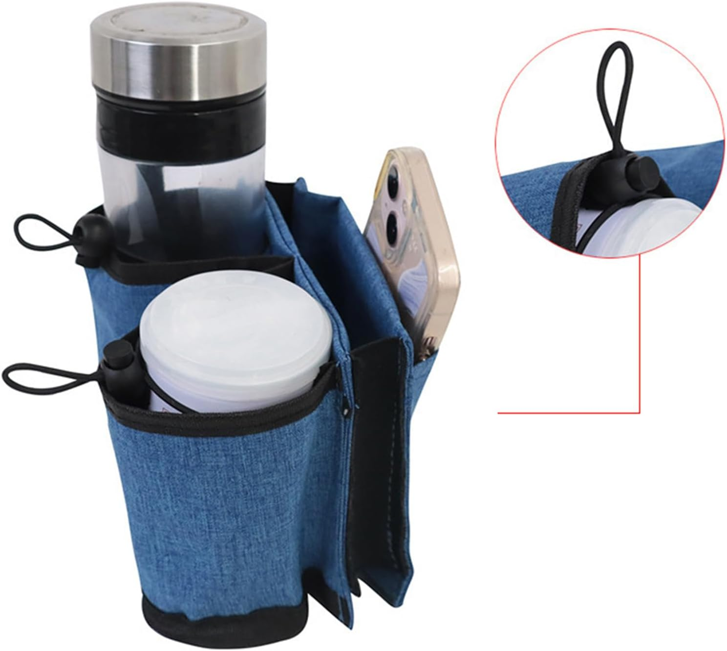 Luggage Travel Cup Holder Portable Drink Caddy Bag Hold Two Coffee Mugs Free Your Hand for Drink Fits Roll on All Suitcase Traveler Handles Accessory for Men Women Rose Red image number 3