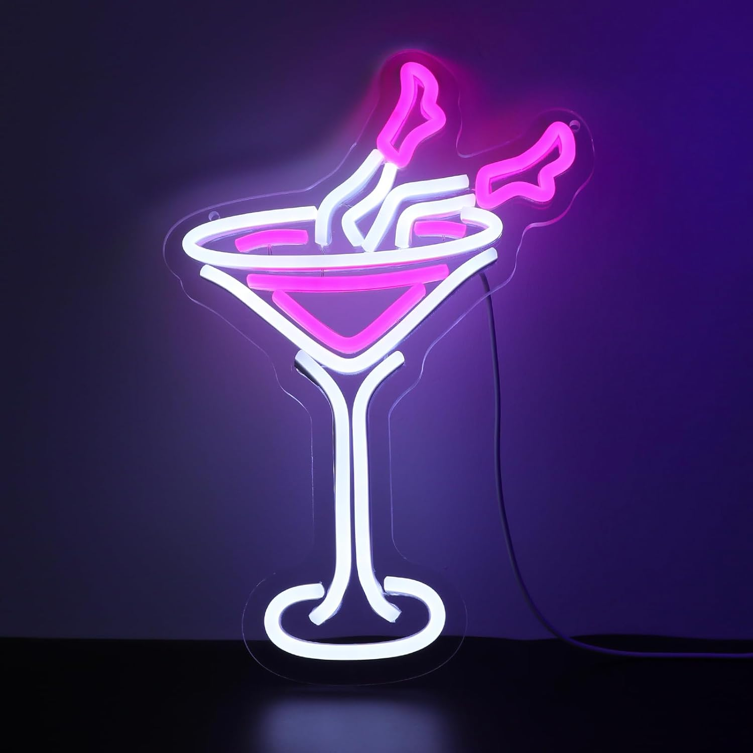 WIOSOUL Lady Cocktail Neon Sign Dimmable Bar Neon Light for Wall Decor 9.45X13.78 Inch LED Light Sign with USB Powered for Home Bar, Lounge, Party Pub (Cocktail)