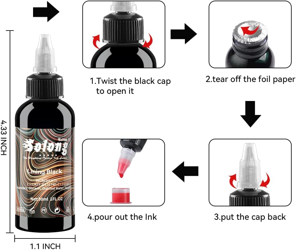 Solong Tattoo 9PCS Tattoo Ink Color Set, 1Oz (30Ml) Tattoo Supply USA Pigment Kit Ink Set TI302S-30-9 image number 1