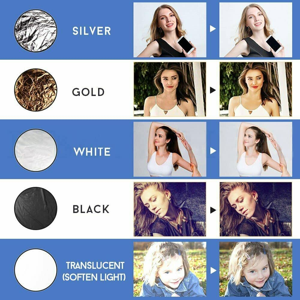 Photo Studio 32" 80Cm 5 in 1 Collapsible Multi-Disc Reflector + Reflector Boom Arm Stand Kit: 67 Inch Reflector Holder Bracket, 79 Inch Light Stand for Photo Video Portrait Photography image number 3