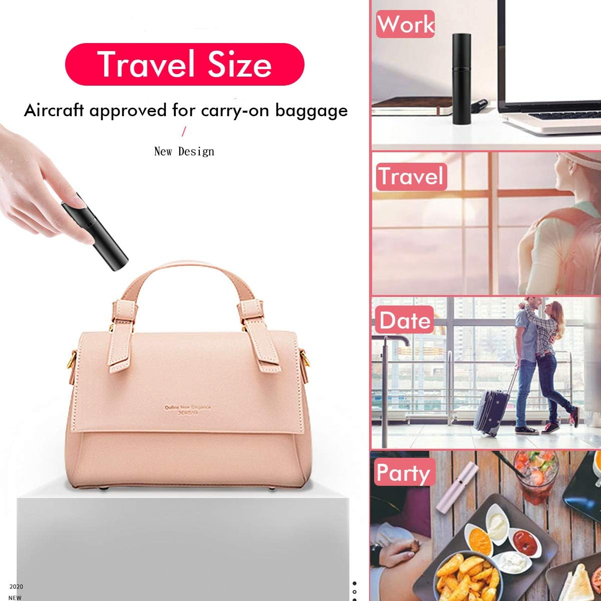 SIXTMOON Asanana Perfume Atomizer, Refillable & Travel Size Perfume Bottle, Leaking Proof,Bottom Pump without Funnel, Luxurious Small Women and Men, 5 Ml (Silver) image number 2