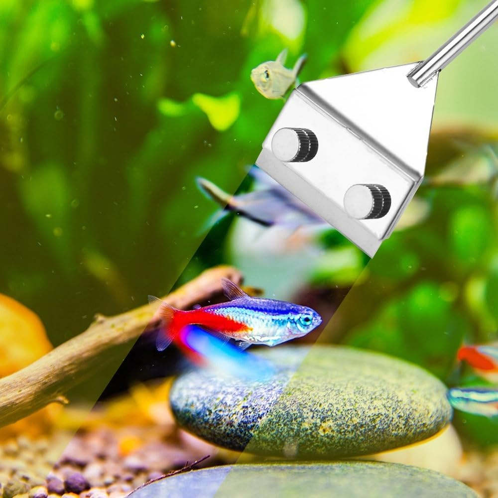 Poemtian Stainless Steel Algae Scraper Blade Fish Tank Glass Cleaner, Extendable Handle, with 10 Blades for Glass Aquarium Fish Tank image number 2