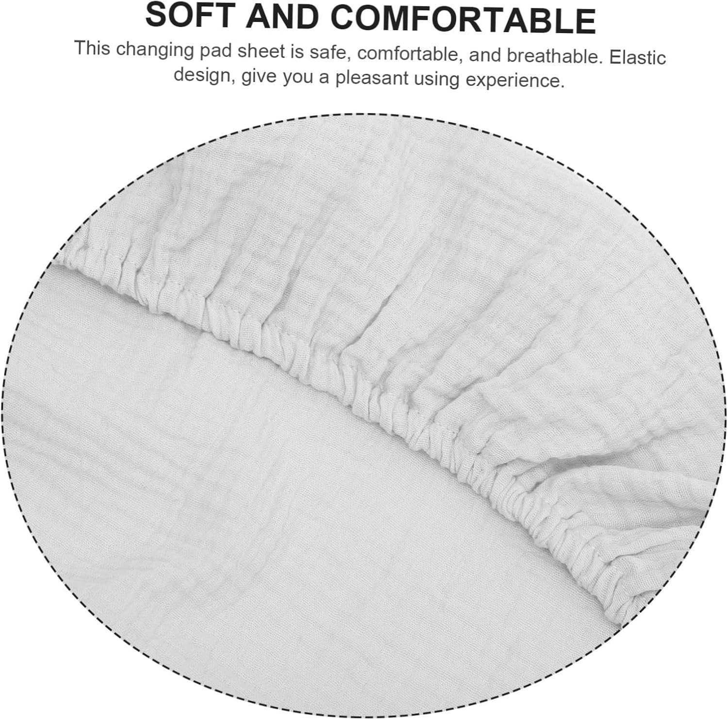 2Pcs Removable Changing Pad Covers for Babies, Washable Cotton Muslin Diaper Changing Table Sheets Elastic Edges, Breathable Soft Replacement Covers for Boys and Girls Nursery image number 6