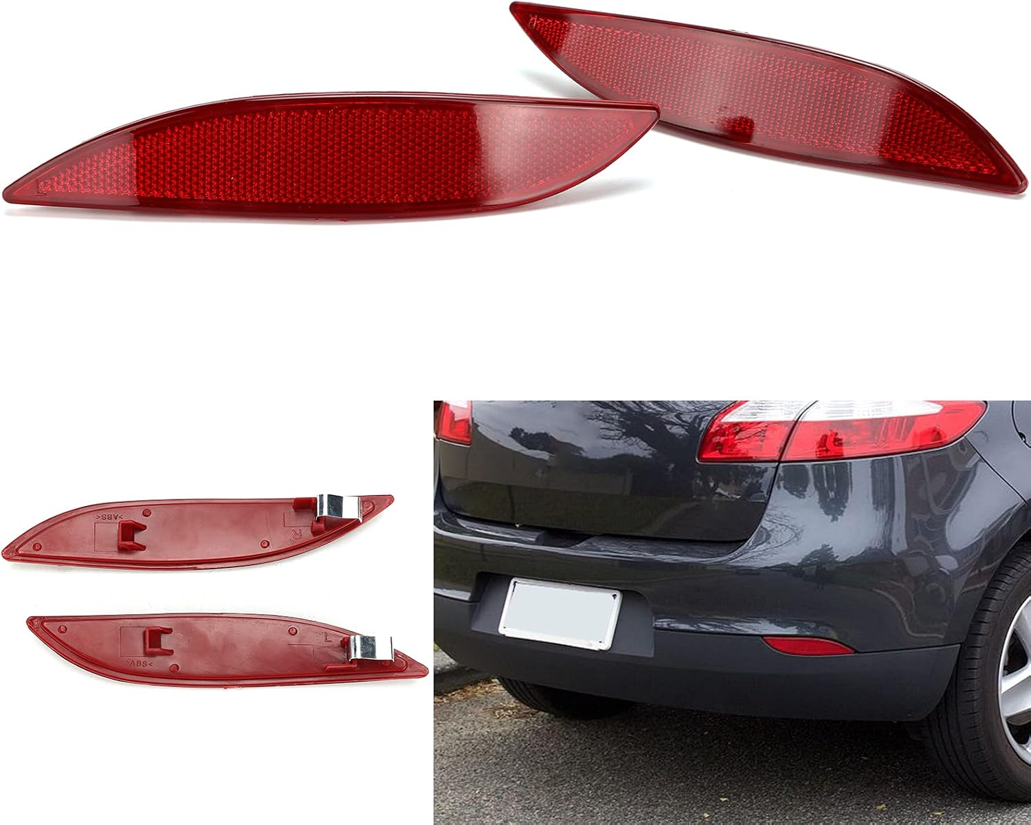Pair Rear Bumper Reflectors for III Hatchback 2008-2016, Easy Installation, ABS Material, Enhanced Visibility image number 1