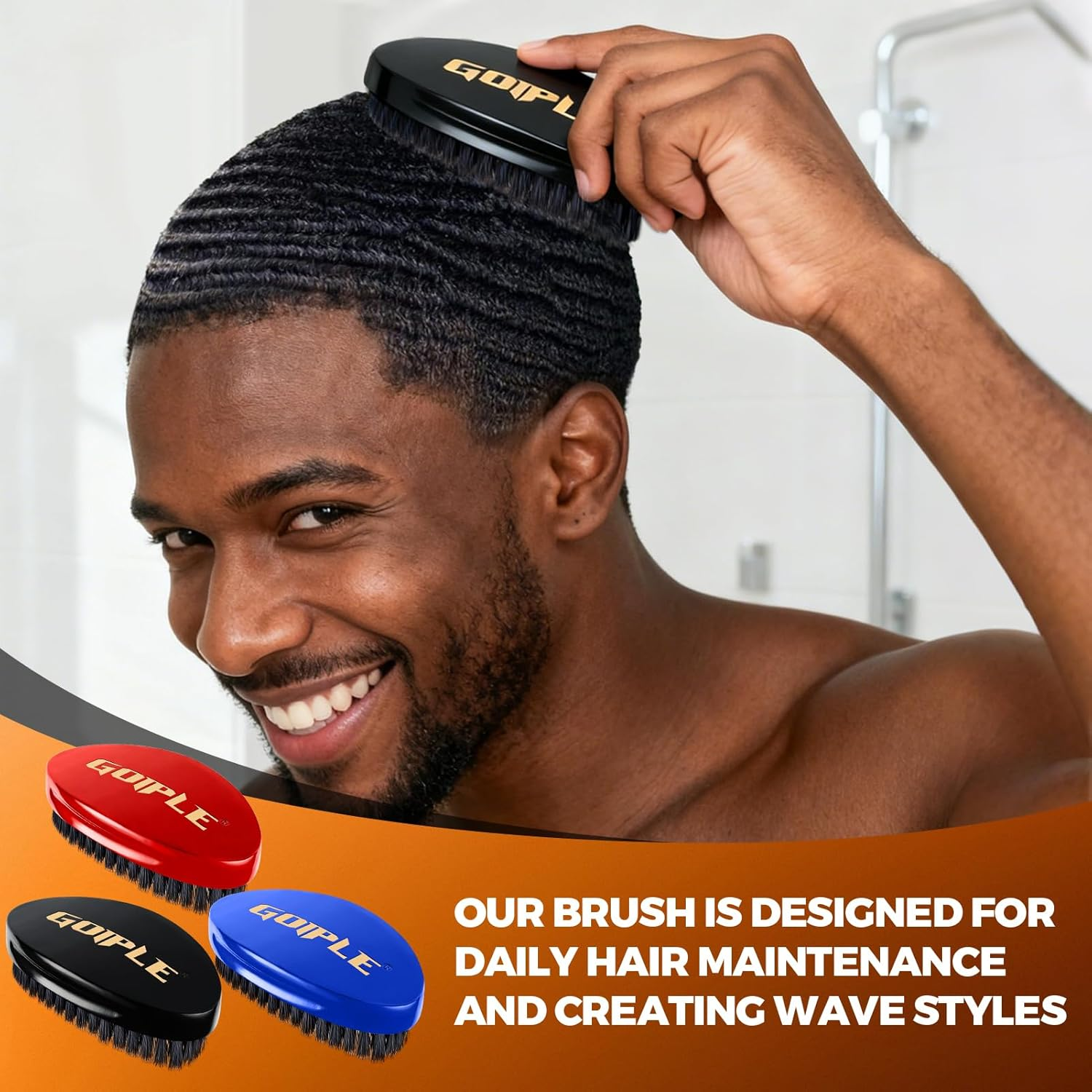 360 Wave Kit for Men Grooming Kit for 360 Waves - 3 Wave Brushes, Soft, Medium & Hard - Satin Durag, Hand Mirror, Hair Comb, Hair Brush Cleaner, Wave Pomade & Shampoo & Rosemary Oil - Best Gift Set image number 1
