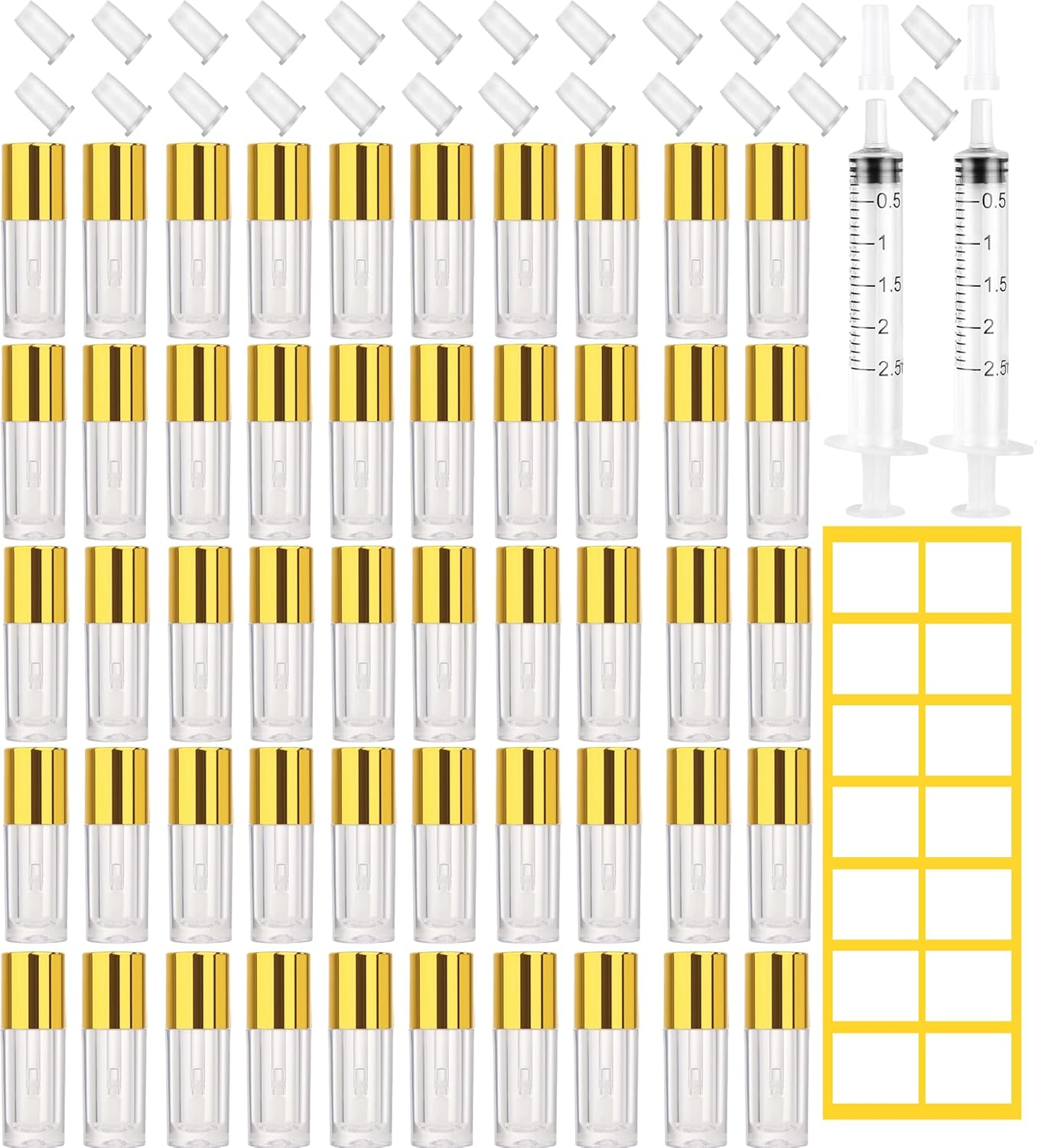 1.3ML Empt Lip Gloss Tube, 52Pack Clear Mini Refillable Balm Bottles Transparent Lipstick Containers for Lip Samples Portable DIY Containers Vials with Lipbrush and Cover for Travel and Home Use