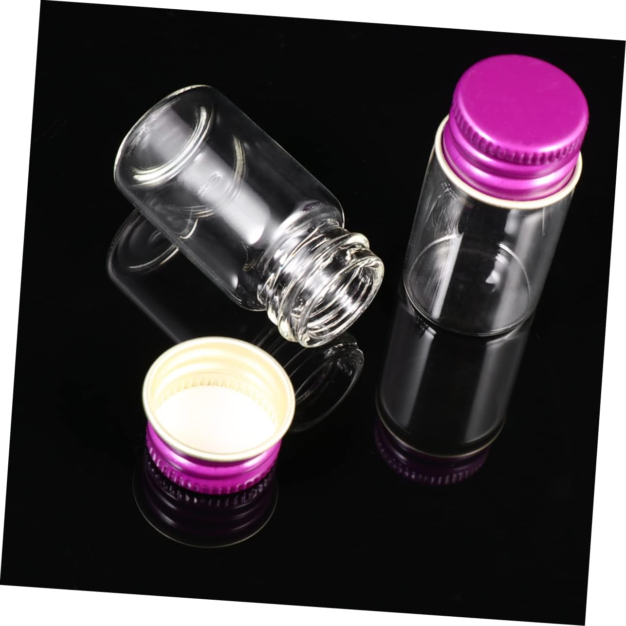 HAPINARY Glass Storage Bottles with Aluminum Screw Caps Airtight Sealed Transparent Bottles for Ink and Liquids Rosy with Plastic Box and Easy to Open image number 2