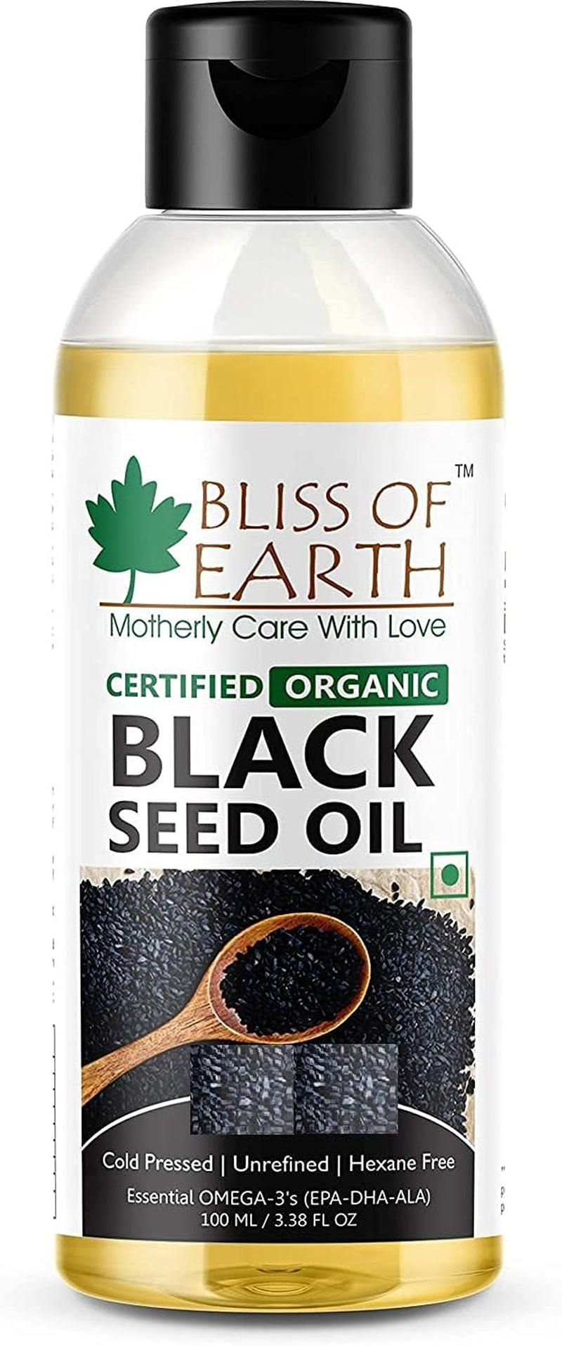 Bliss of Earth Black Seed Oil Organic Cold Pressed for Hair Skin, Edible Black Seed Kalonji Oil, Rich in Nutrients and Antioxidants, 100Ml image number 1