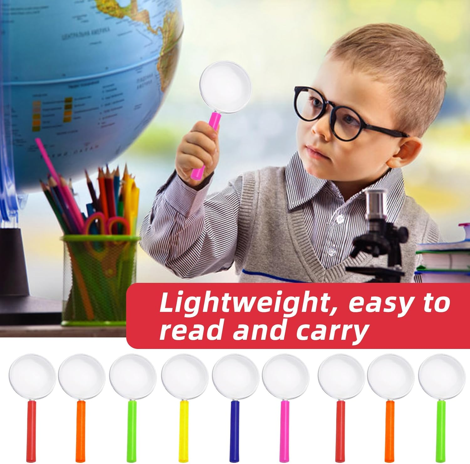 24 Handheld Magnifiers, 40Mm 3-5X Plastic Reading Magnifiers for Students, Outdoor Explorers, Scientific Observation, Etc. (Color) image number 1