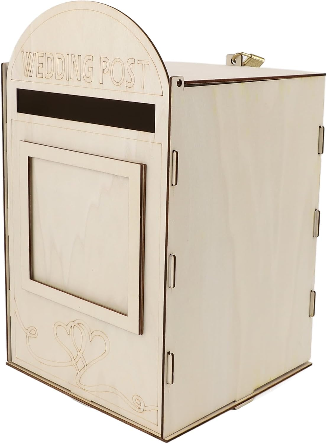 Wooden Wedding Mailbox, DIY Wooden Wedding Mailbox Post Box Postal Style Multifunctional Handmade with Lock for Parties (JM01617) image number 6