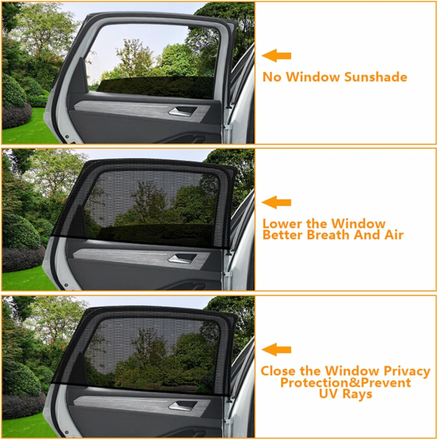Car Window Shades, 2 Pack Car Side Window Sun Shades, UV Protection Breathable Spandex Baby Window Covers, Universal Fit Most (99%) of Cars, Protect Privacy for Family